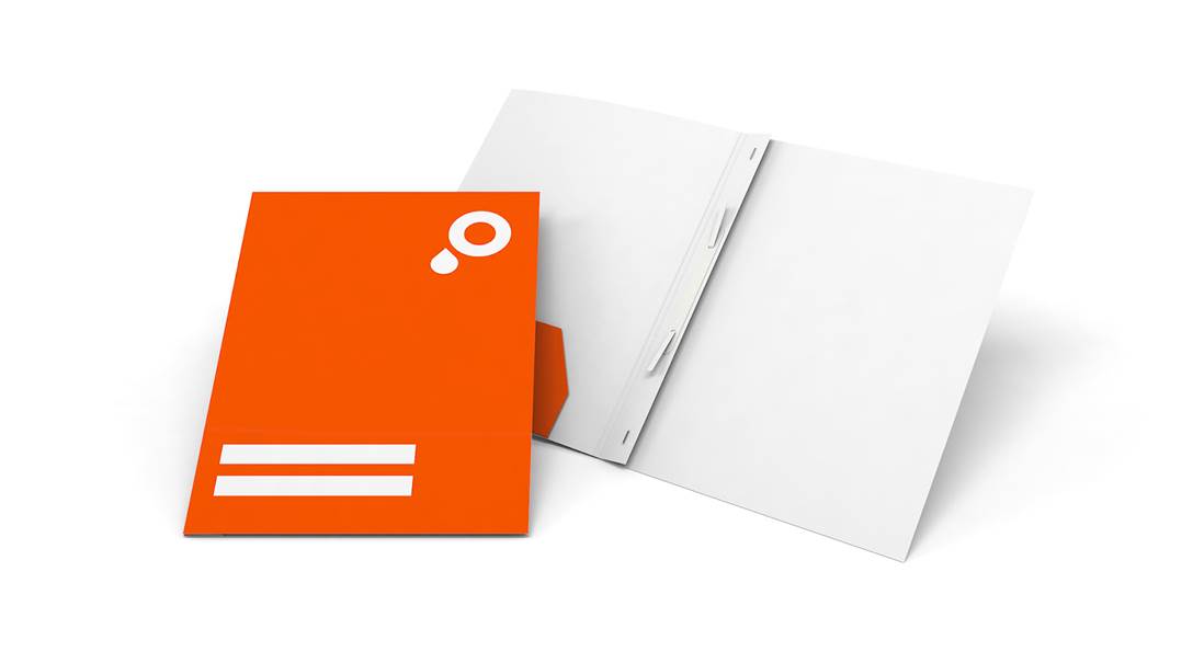 Presentation folders with pocket and filing strips