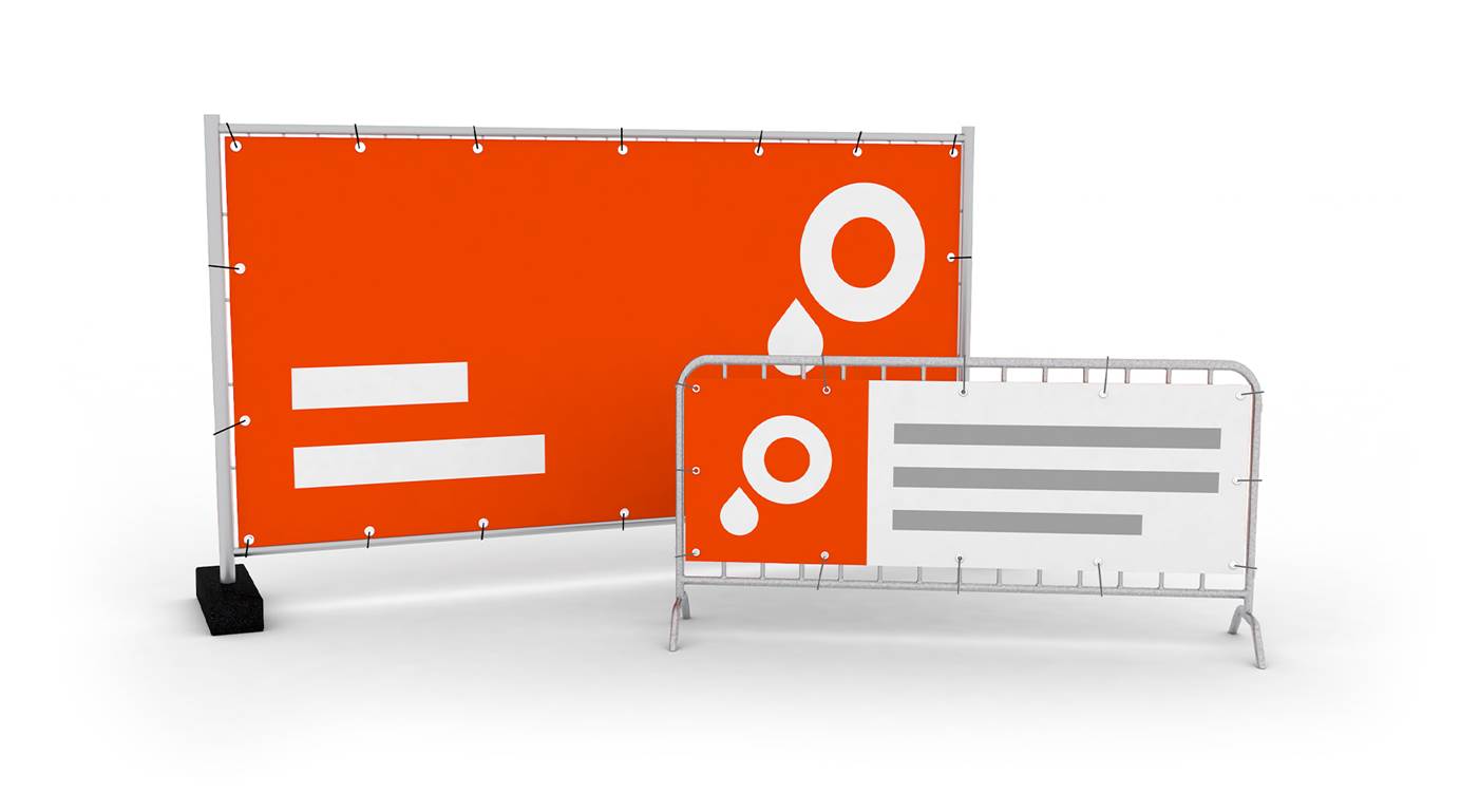 Banner for construction fences and crowd control barriers
