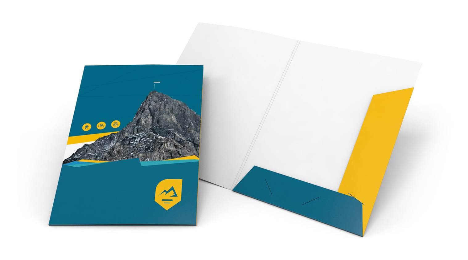 Presentation folders with 2 folded flaps and no window