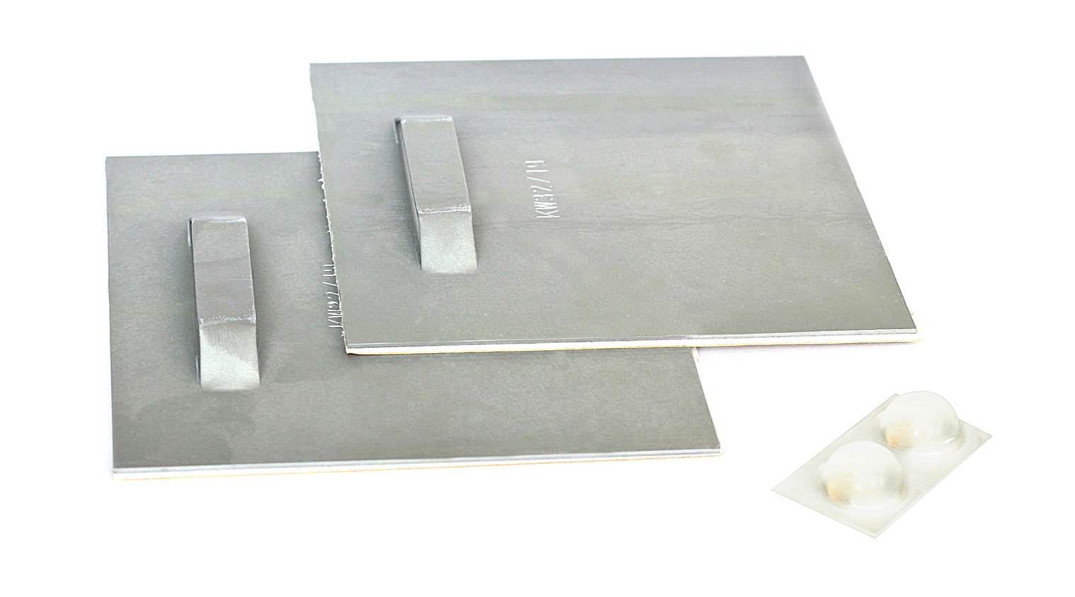 Signs with self adhesive hanging strips