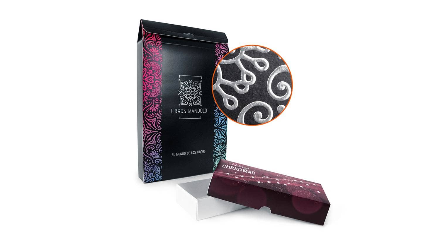 Product image metallic foil blocking in silver