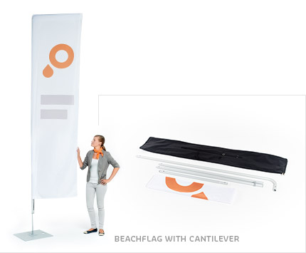 Beach flag with cantilever